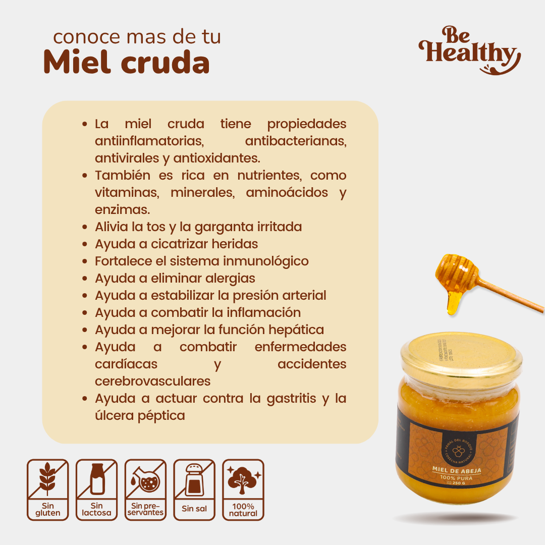 Miel CRUDA Multifloral 250gr 🍯🐝