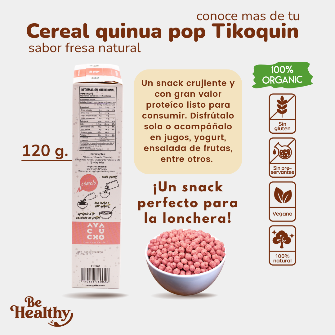 CEREAL DE 100% QUINUA POP FRESA (120GR)