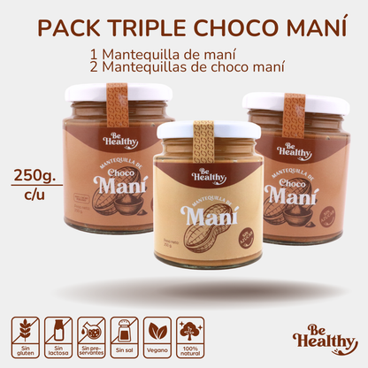 PACK TRIPLE CHOCO MANÍ (250GR C/U)