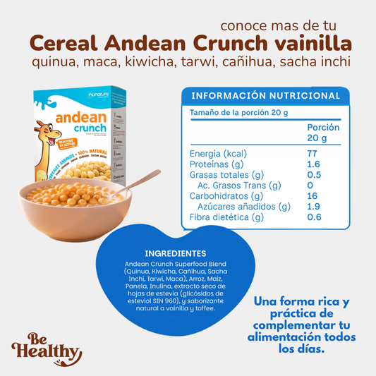 6 MINI CEREALES (20GR) ANDEAN CRUNCH SABOR VAINILLA 👶🏻