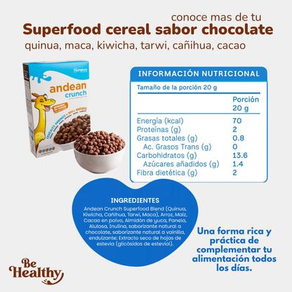 Cereal Andean Crunch 200gr sabor chocolate